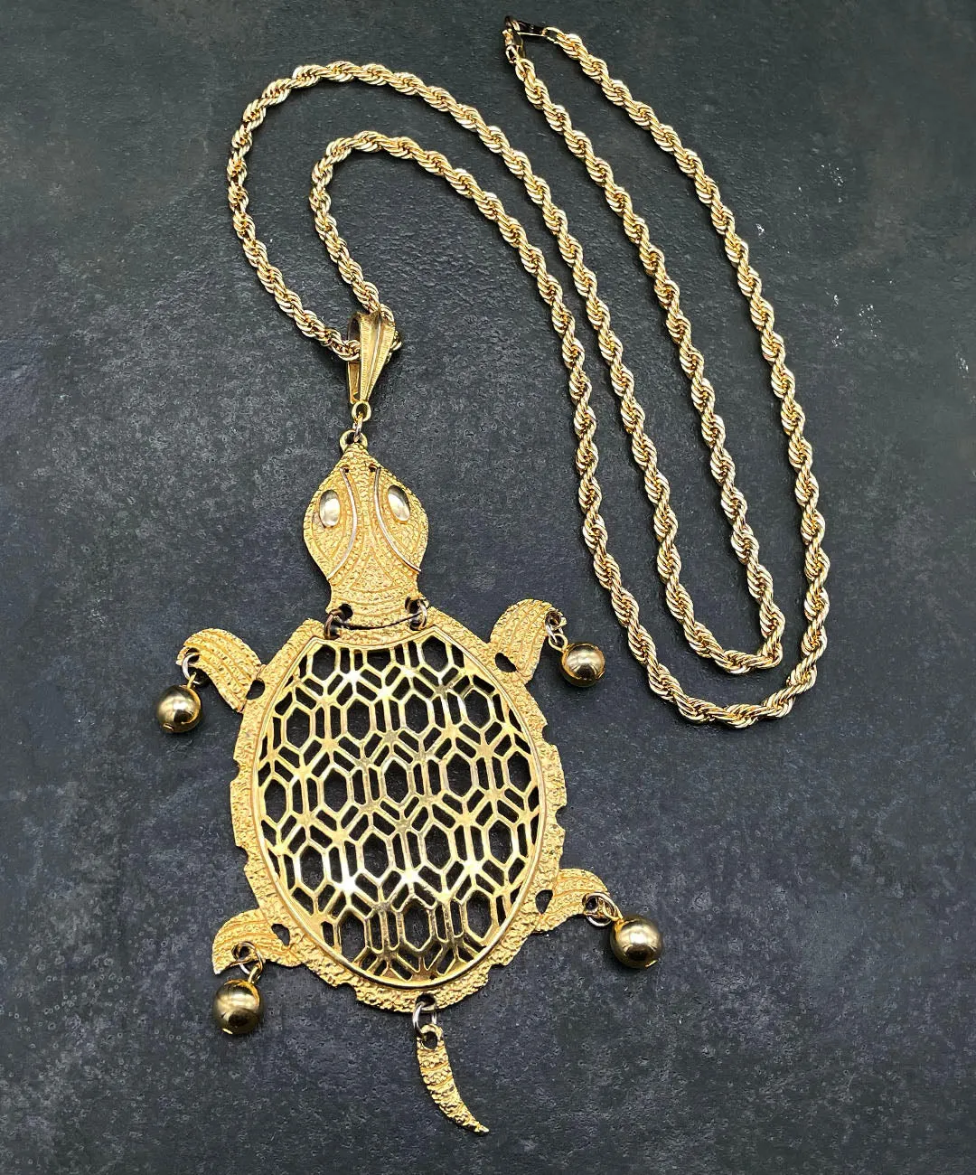 【USA輸入】ヴィンテージ シータートル オープンワーク ネックレス/Vintage Sea Turtle Openwork Necklace