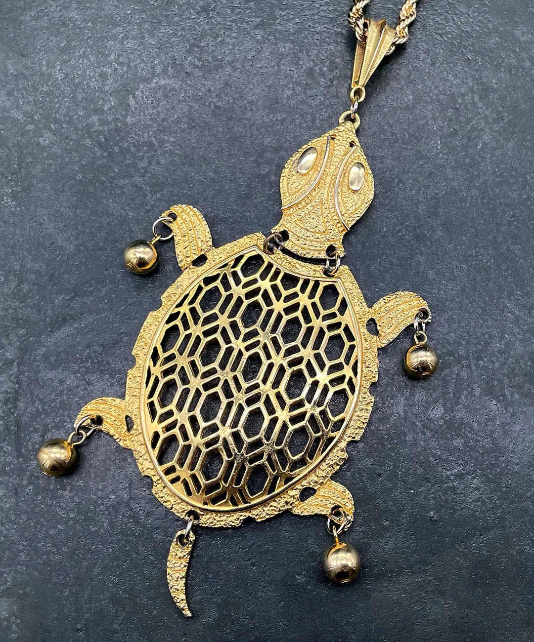 【USA輸入】ヴィンテージ シータートル オープンワーク ネックレス/Vintage Sea Turtle Openwork Necklace