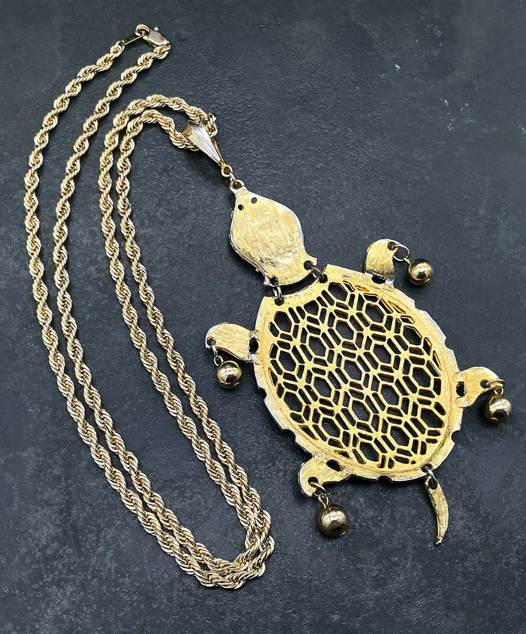 【USA輸入】ヴィンテージ シータートル オープンワーク ネックレス/Vintage Sea Turtle Openwork Necklace