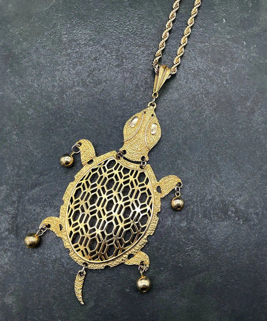 【USA輸入】ヴィンテージ シータートル オープンワーク ネックレス/Vintage Sea Turtle Openwork Necklace