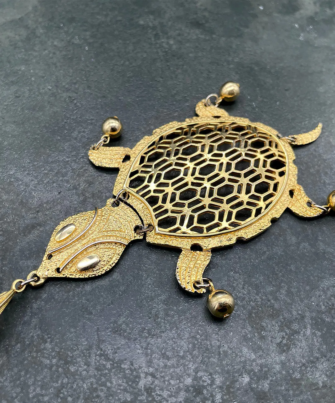 【USA輸入】ヴィンテージ シータートル オープンワーク ネックレス/Vintage Sea Turtle Openwork Necklace