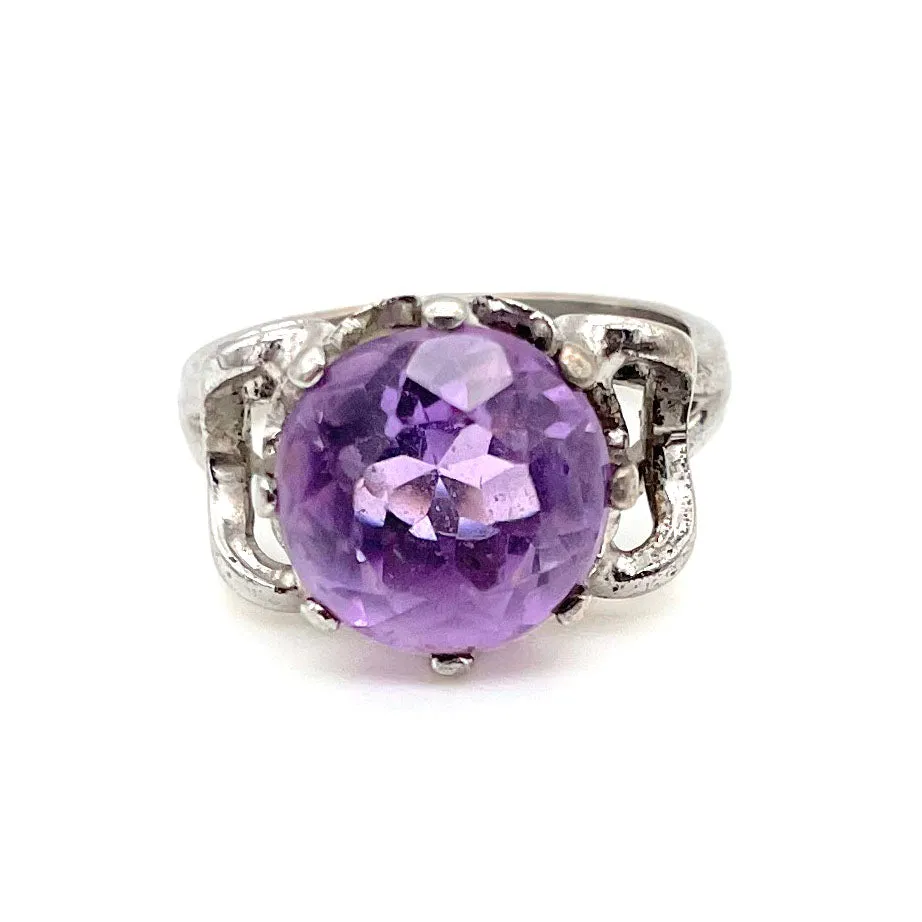 【USA輸入】ヴィンテージ スターリングシルバー ラベンダー ガラス リング/Vintage Sterling Lavender Glass Ring