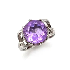 【USA輸入】ヴィンテージ スターリングシルバー ラベンダー ガラス リング/Vintage Sterling Lavender Glass Ring