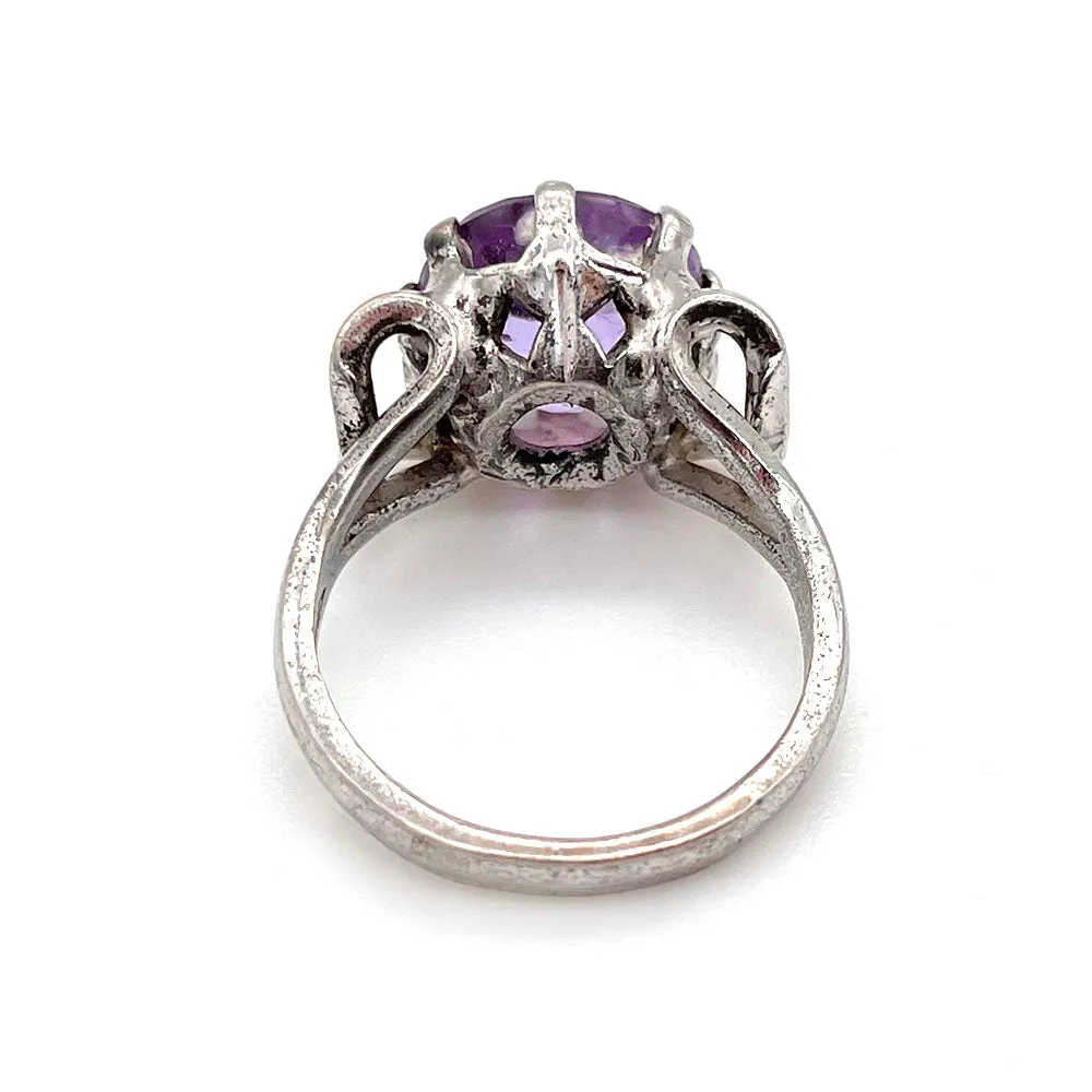 【USA輸入】ヴィンテージ スターリングシルバー ラベンダー ガラス リング/Vintage Sterling Lavender Glass Ring