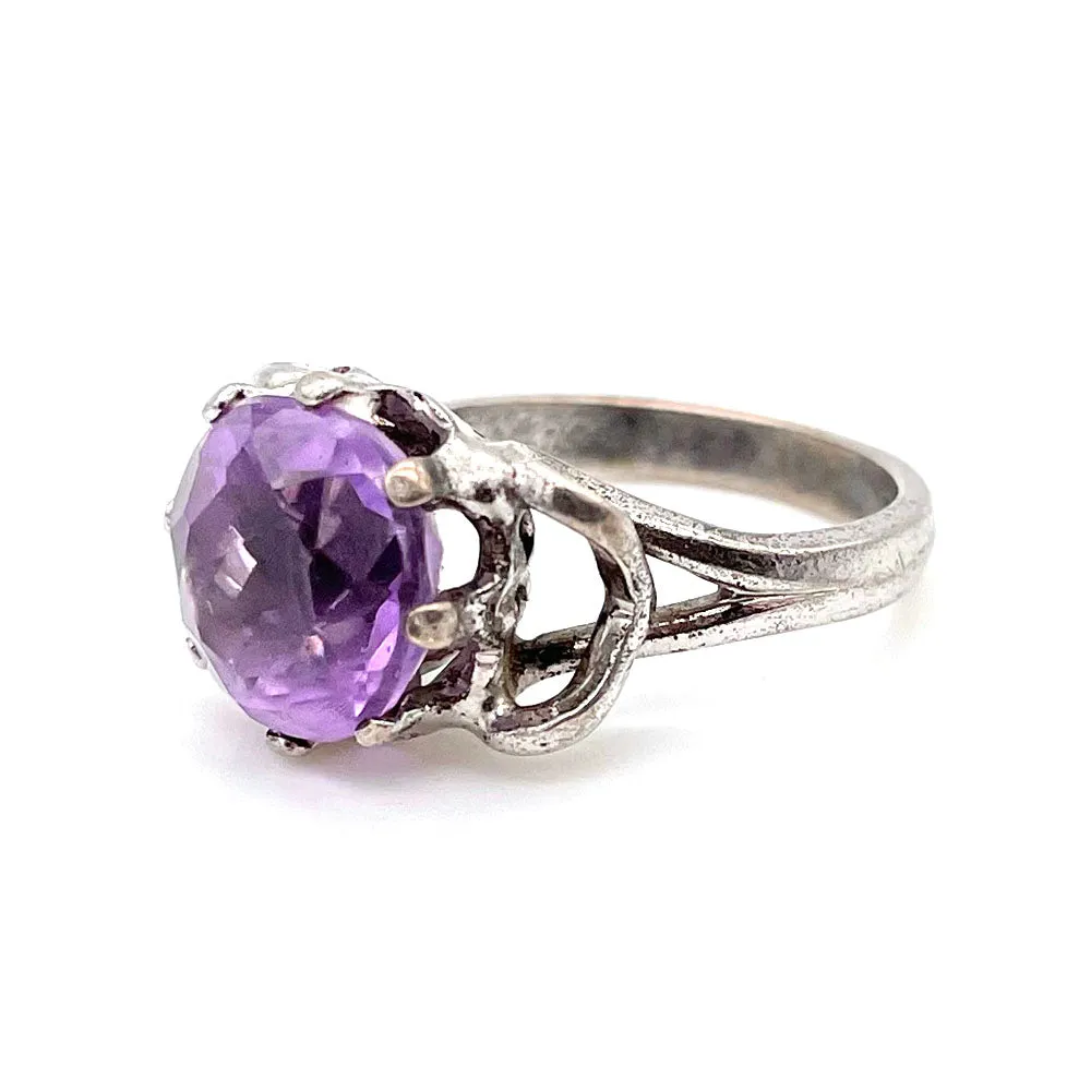 【USA輸入】ヴィンテージ スターリングシルバー ラベンダー ガラス リング/Vintage Sterling Lavender Glass Ring