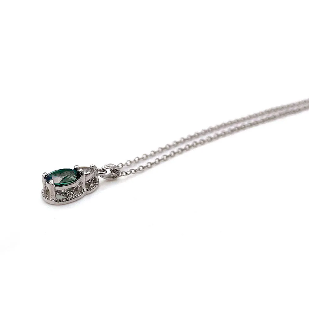 【USA輸入】ヴィンテージ ティールグリーン スターリングシルバー ネックレス/Vintage Teal Green Sterling Silver Necklace