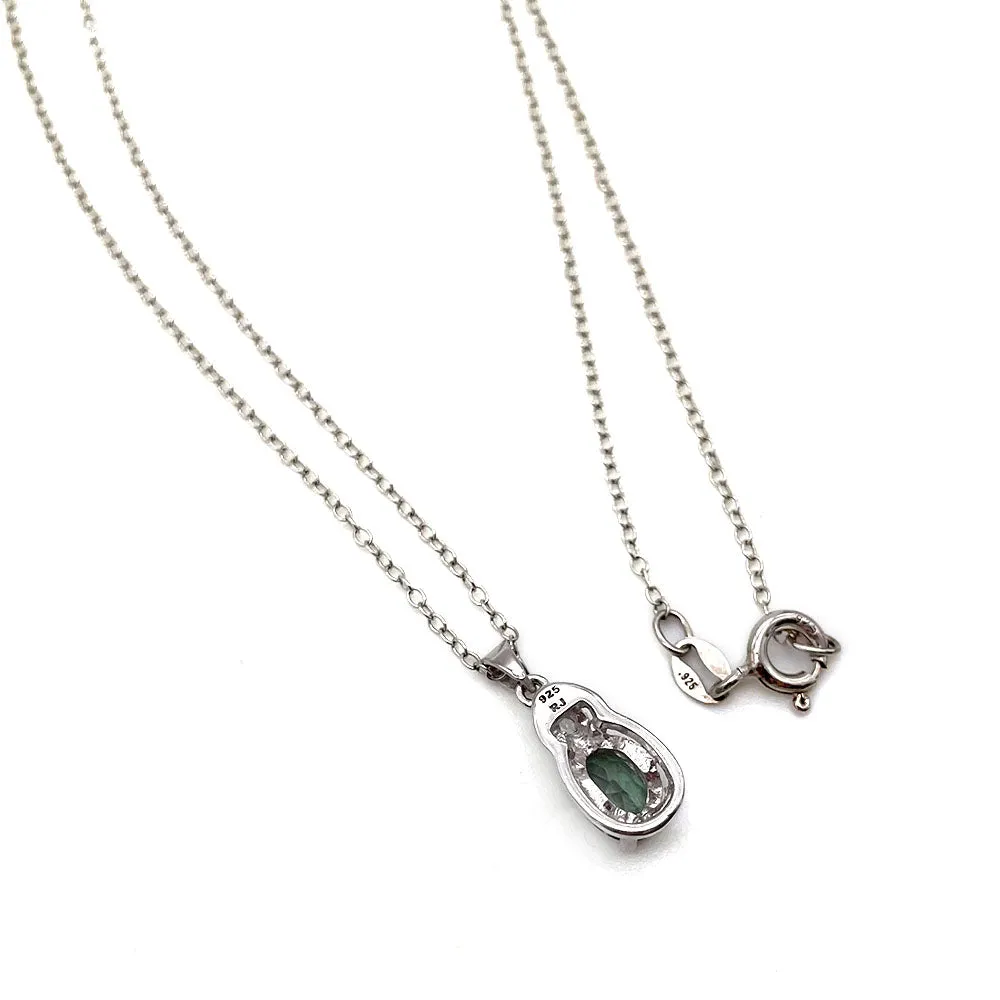 【USA輸入】ヴィンテージ ティールグリーン スターリングシルバー ネックレス/Vintage Teal Green Sterling Silver Necklace