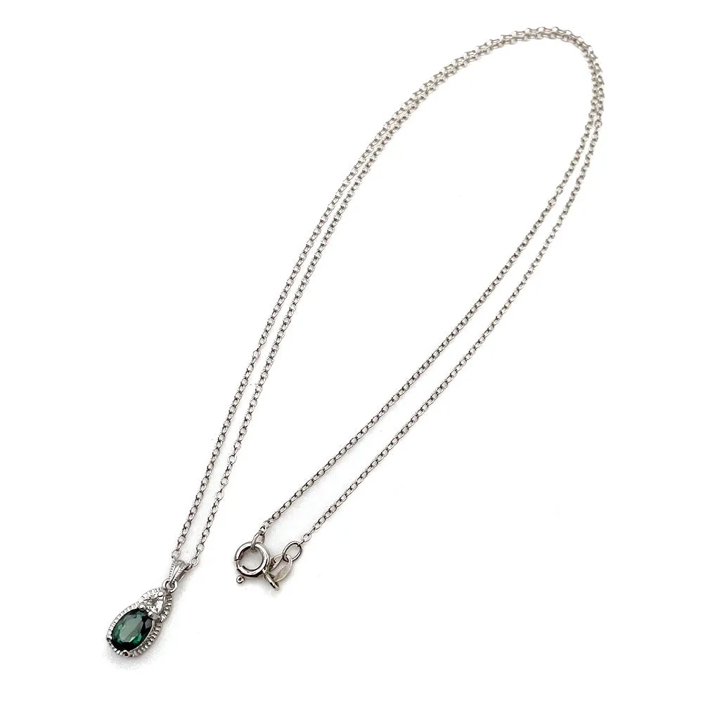 【USA輸入】ヴィンテージ ティールグリーン スターリングシルバー ネックレス/Vintage Teal Green Sterling Silver Necklace