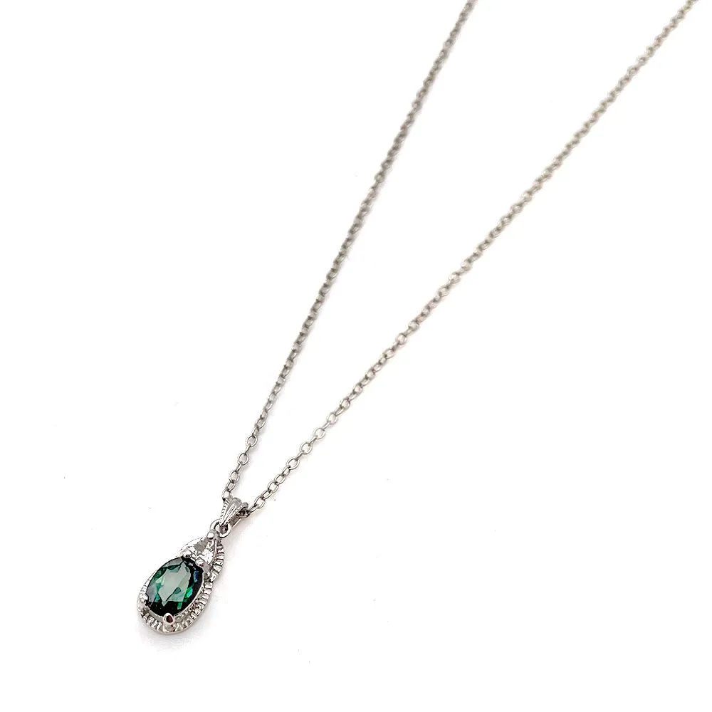 【USA輸入】ヴィンテージ ティールグリーン スターリングシルバー ネックレス/Vintage Teal Green Sterling Silver Necklace