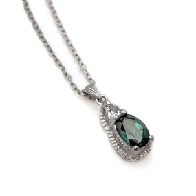 【USA輸入】ヴィンテージ ティールグリーン スターリングシルバー ネックレス/Vintage Teal Green Sterling Silver Necklace