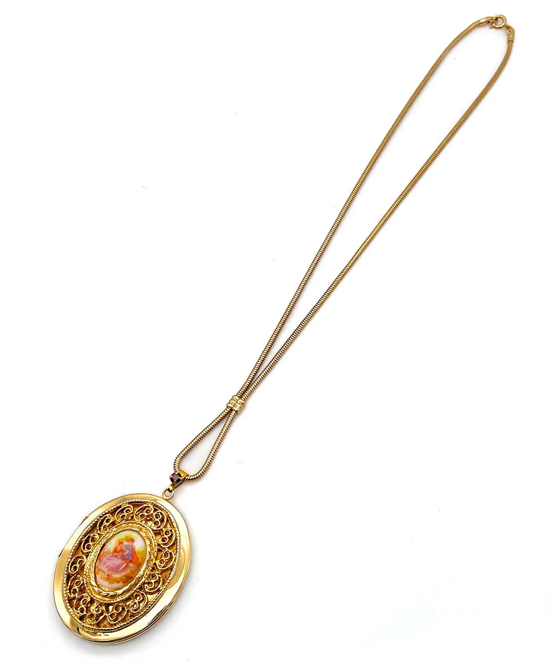 【USA輸入】ヴィンテージ フィリグリー ビジュー ロケット ペンダント ネックレス/Vintage Filigree Bijou Locket Necklace