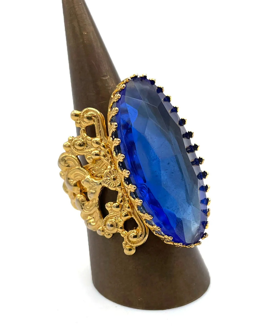 【USA輸入】ヴィンテージ ブルー ビジュー オープンワーク リング/Vintage Blue Bijou Openwork Ring