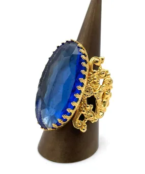 【USA輸入】ヴィンテージ ブルー ビジュー オープンワーク リング/Vintage Blue Bijou Openwork Ring