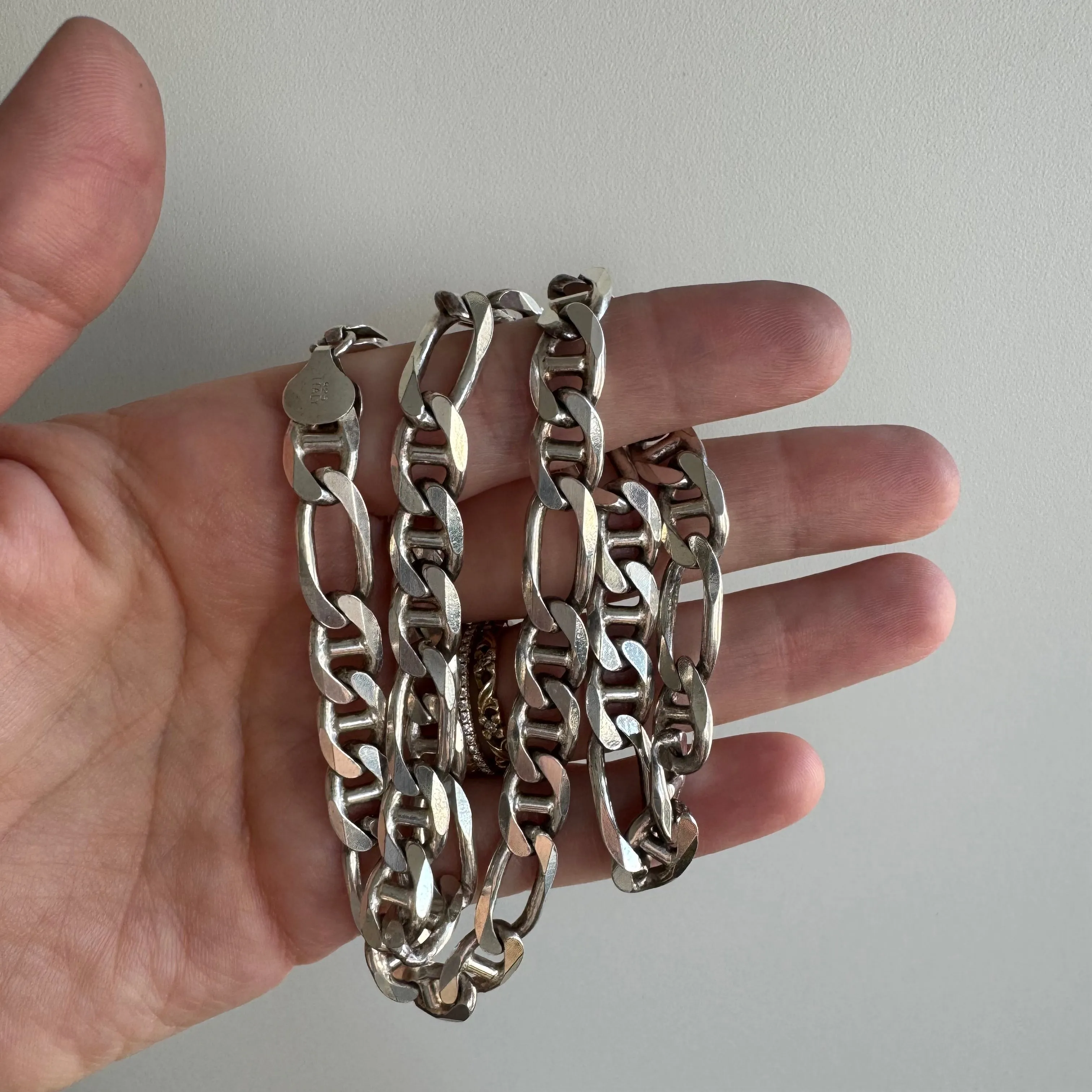 V I N T A G E // chunky figamariner / sterling silver figaro mariner chain / 19.75, 49g