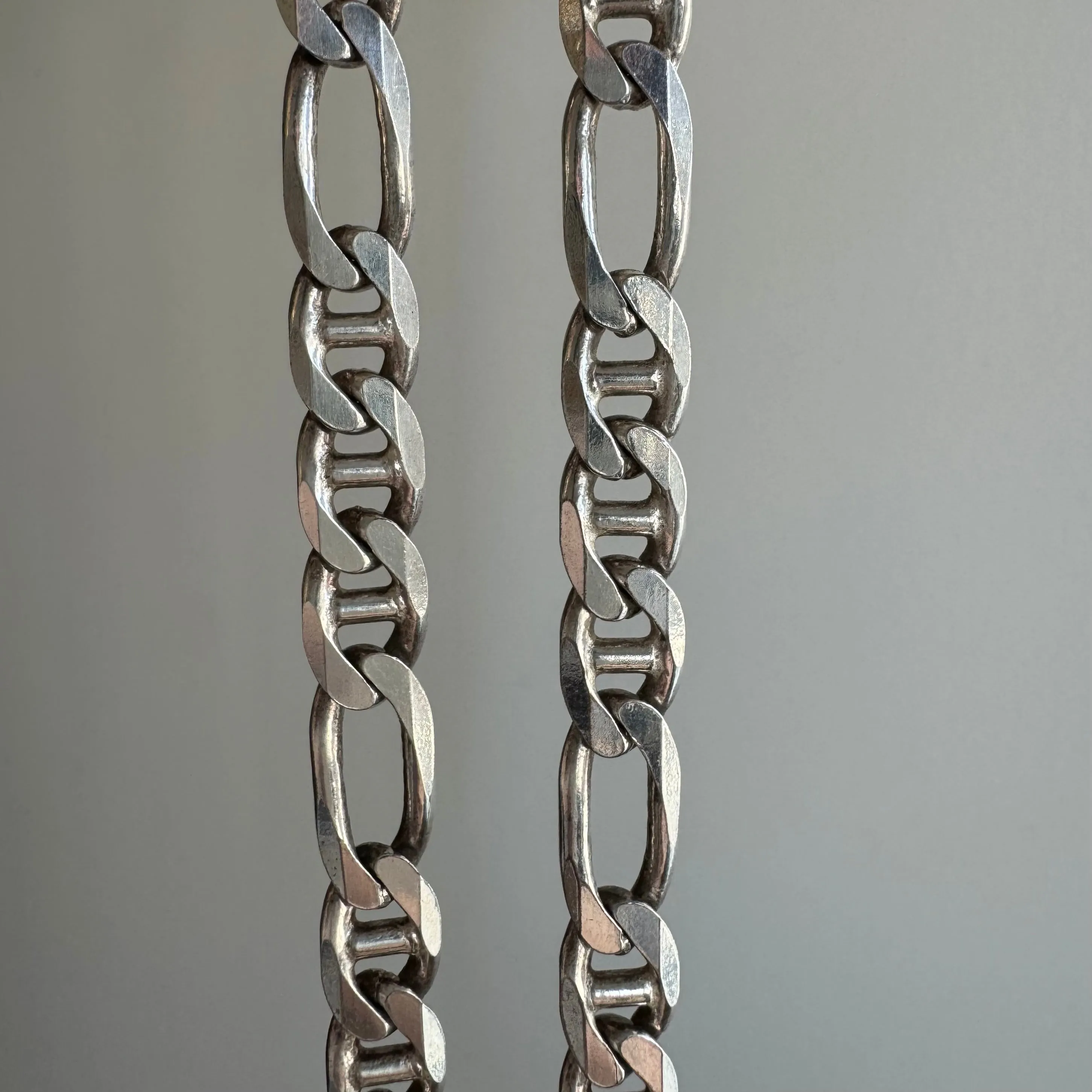 V I N T A G E // chunky figamariner / sterling silver figaro mariner chain / 19.75, 49g