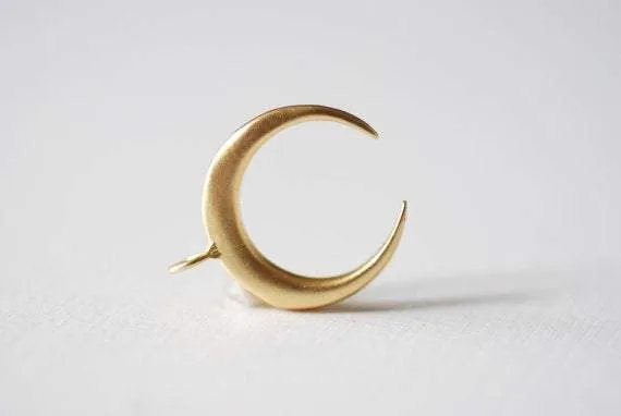 Vermeil Wholesale Sterling Silver Crescent Moon Charm Pendant- Gold Half moon charm pendant,Gold Crescent Moon, Gold Tusk Charm, Silver Moon, 1