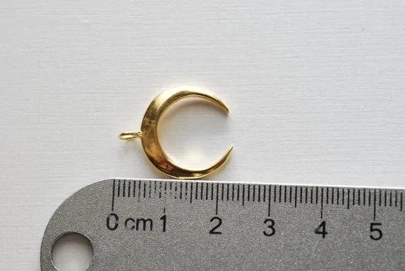 Vermeil Wholesale Sterling Silver Crescent Moon Charm Pendant- Gold Half moon charm pendant,Gold Crescent Moon, Gold Tusk Charm, Silver Moon, 1