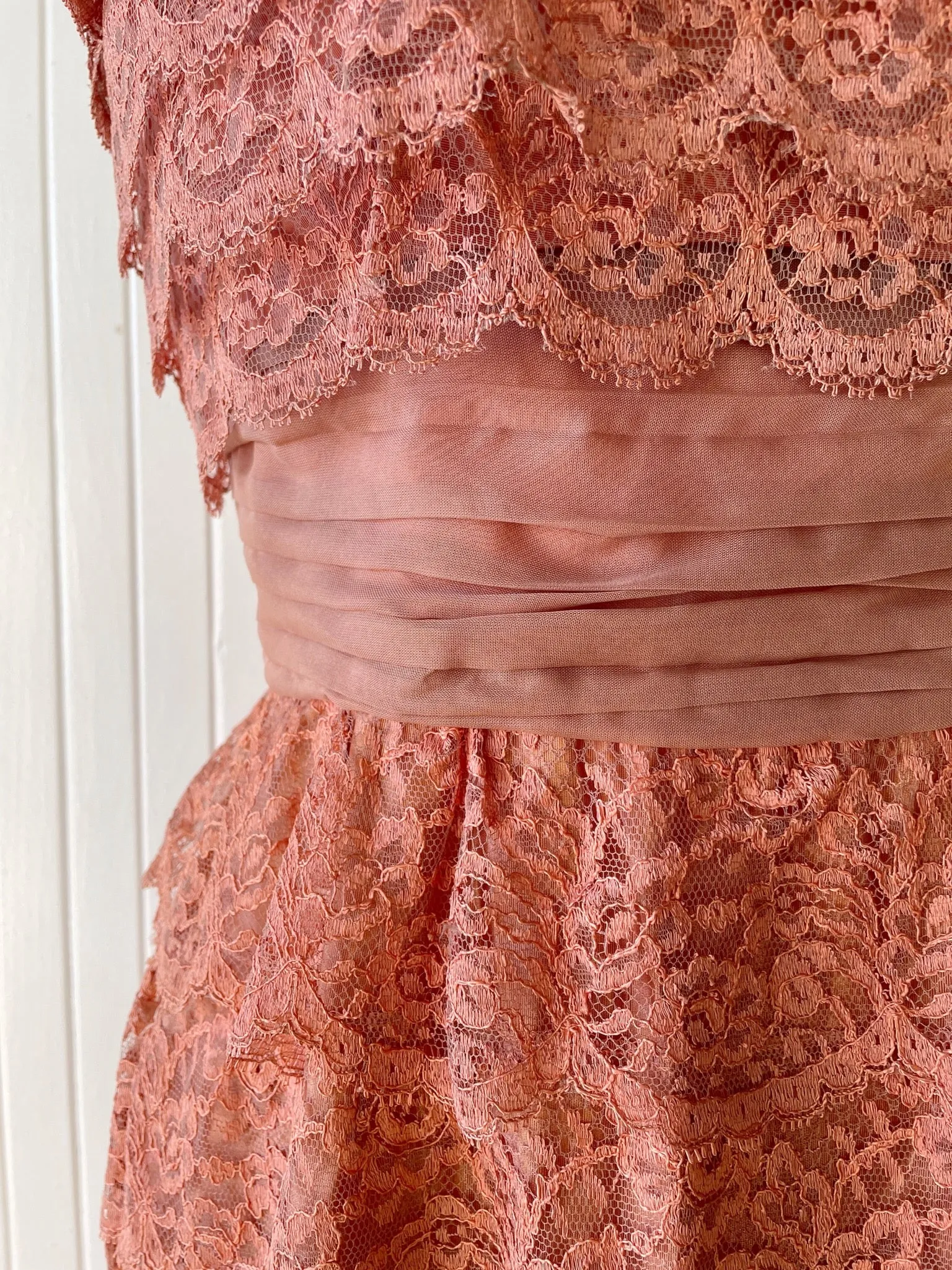 Vintage Tiered Lace Cocktail Dress Size M