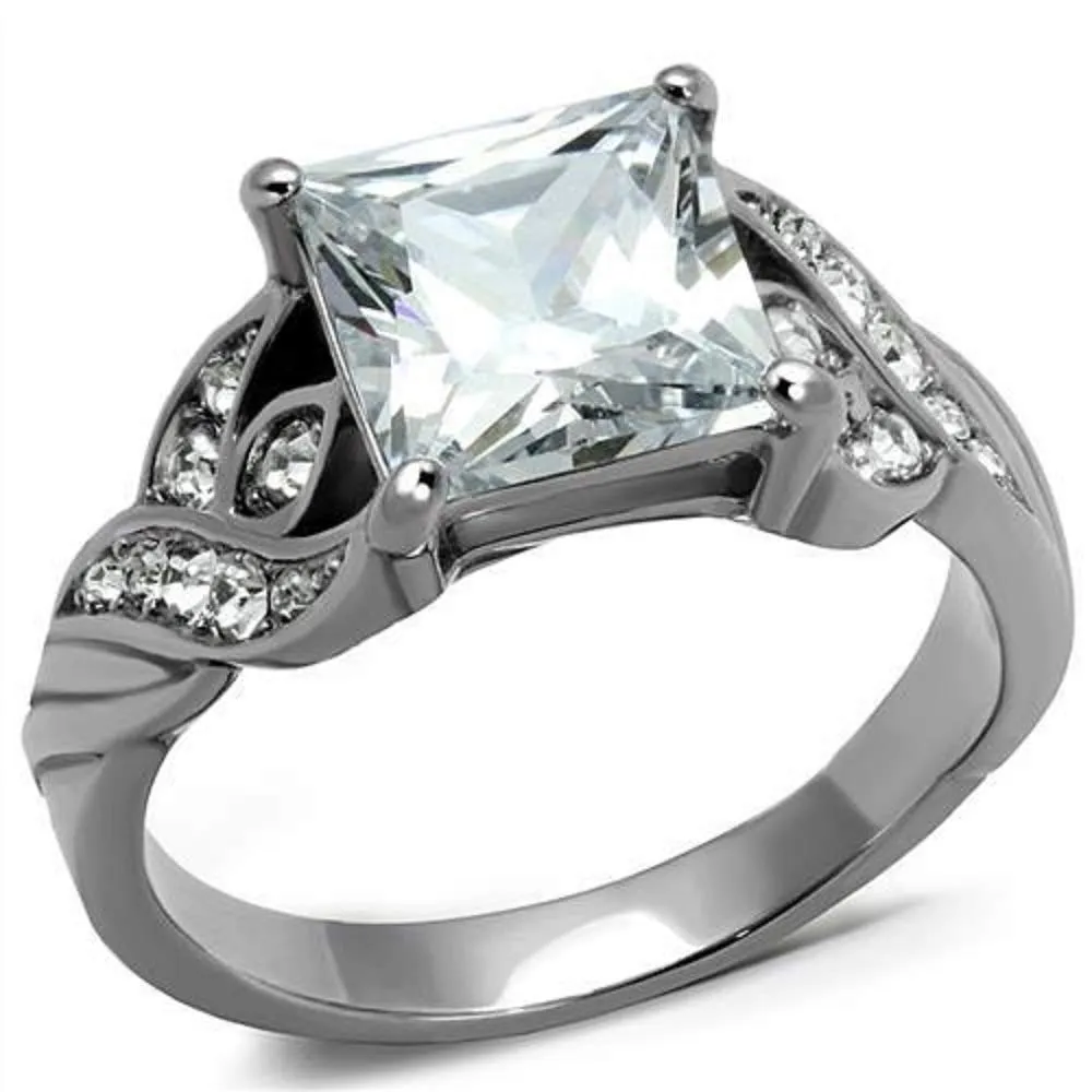 WildKlass Stainless Steel Ring High Polished Women AAA Grade CZ Clear