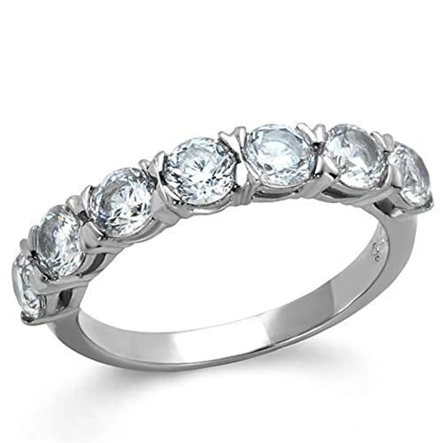 WildKlass Stainless Steel Ring High Polished Women AAA Grade CZ Clear