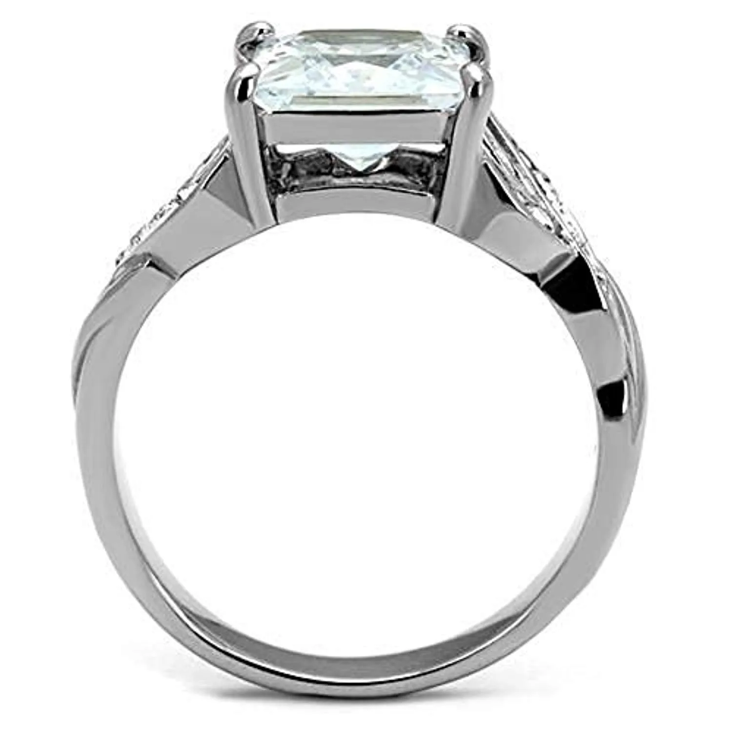 WildKlass Stainless Steel Ring High Polished Women AAA Grade CZ Clear