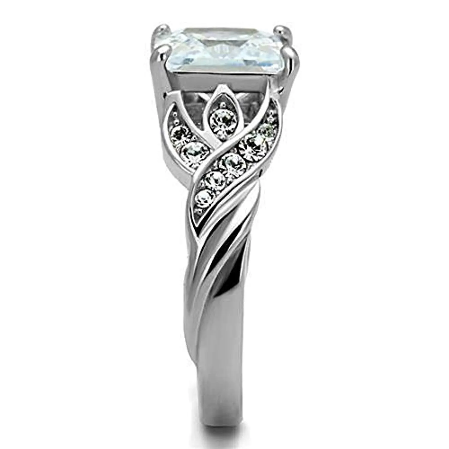 WildKlass Stainless Steel Ring High Polished Women AAA Grade CZ Clear