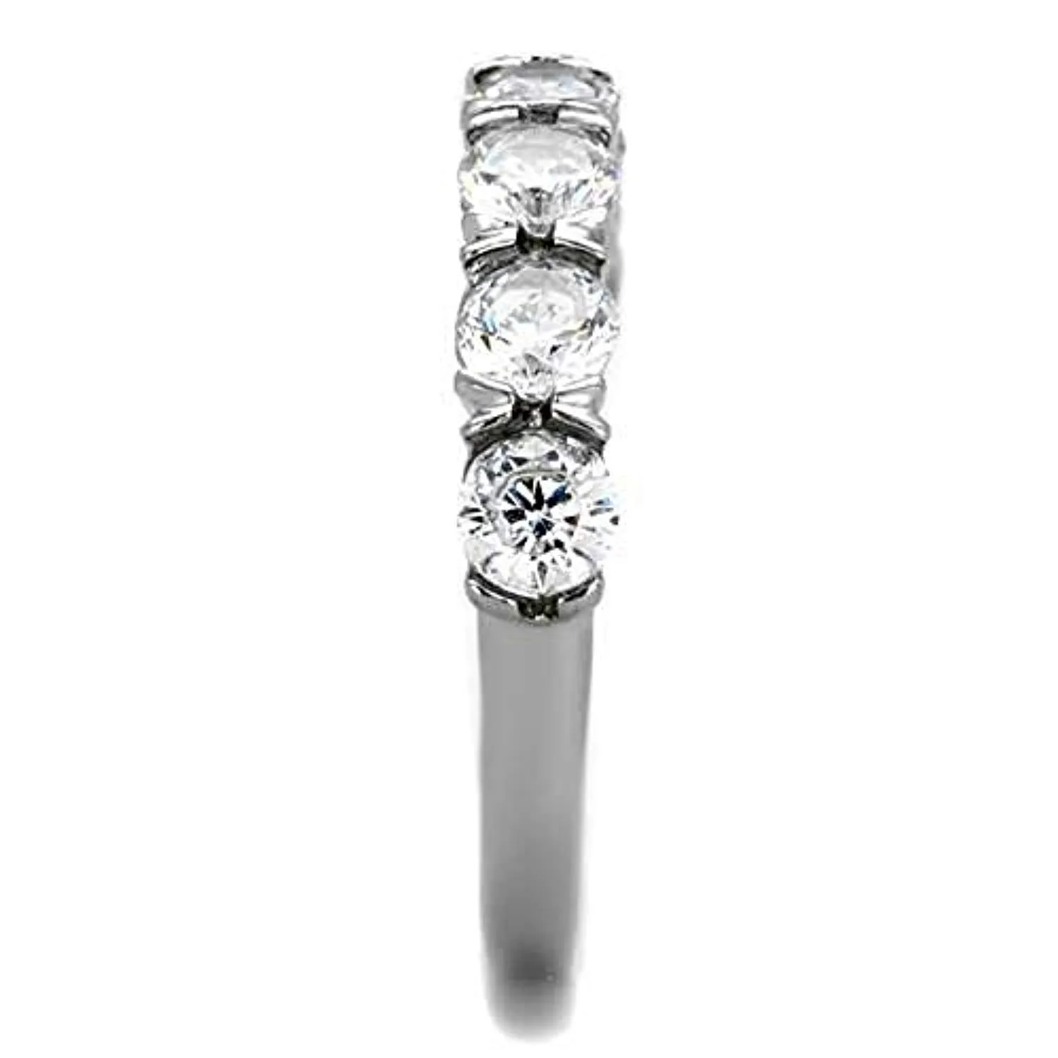 WildKlass Stainless Steel Ring High Polished Women AAA Grade CZ Clear