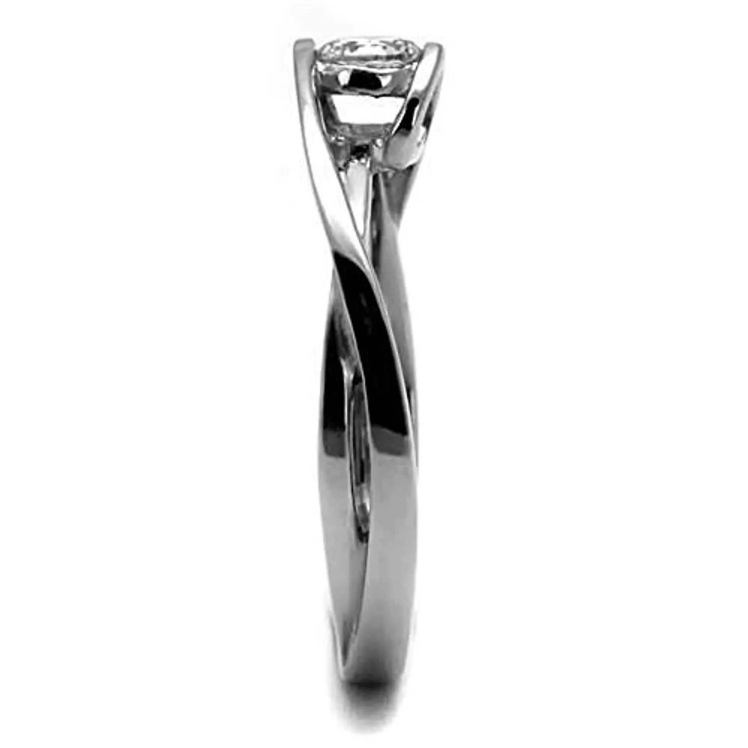 WildKlass Stainless Steel Ring High Polished Women AAA Grade CZ Clear