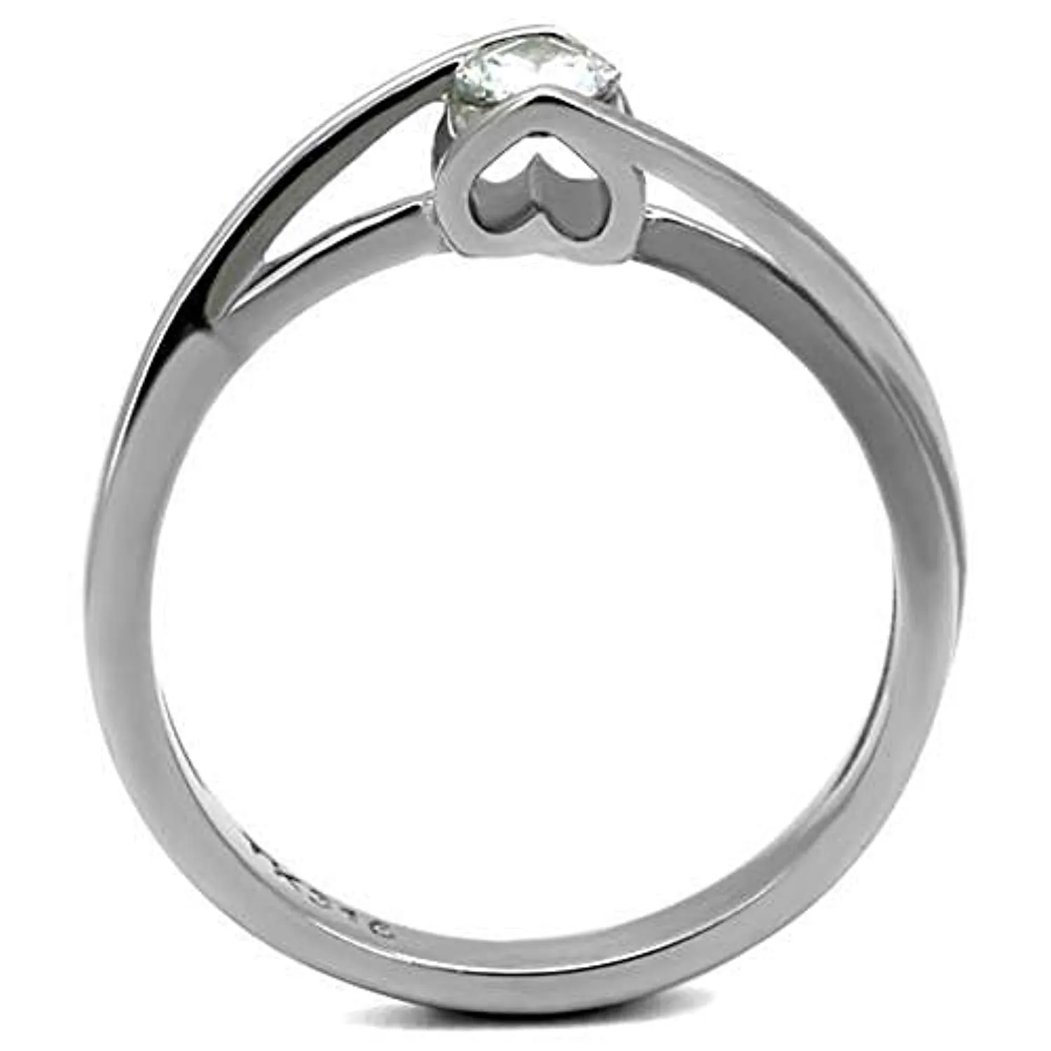 WildKlass Stainless Steel Ring High Polished Women AAA Grade CZ Clear