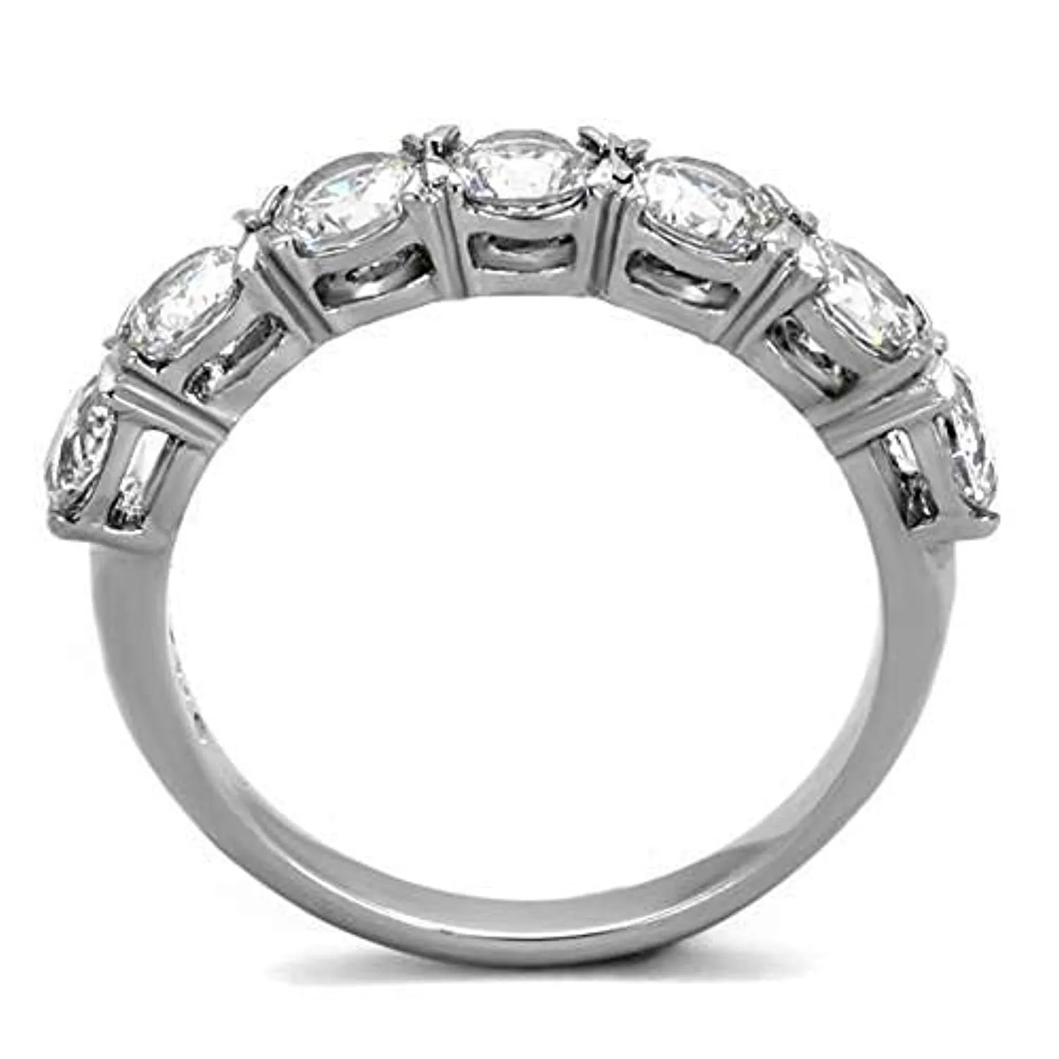 WildKlass Stainless Steel Ring High Polished Women AAA Grade CZ Clear