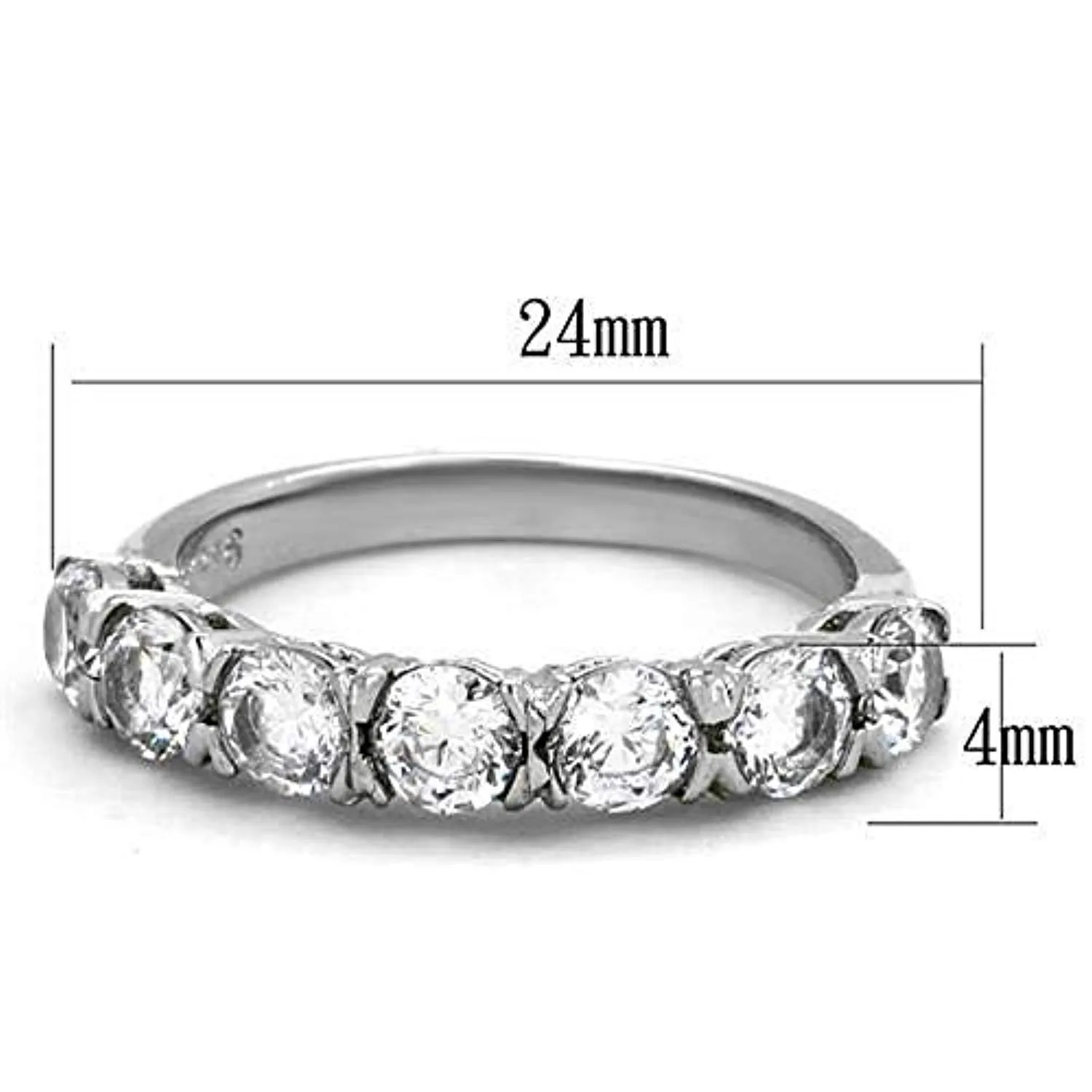 WildKlass Stainless Steel Ring High Polished Women AAA Grade CZ Clear