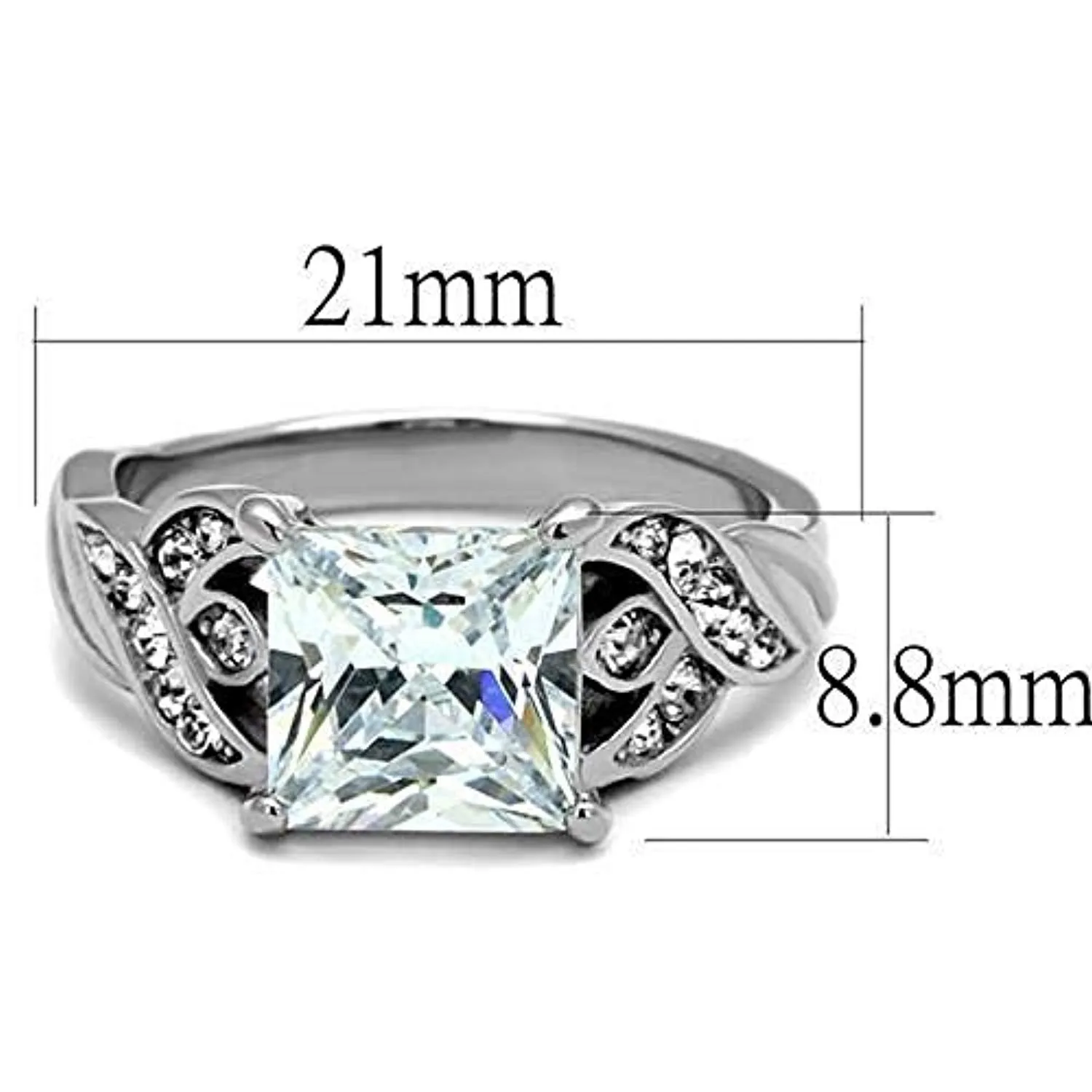 WildKlass Stainless Steel Ring High Polished Women AAA Grade CZ Clear