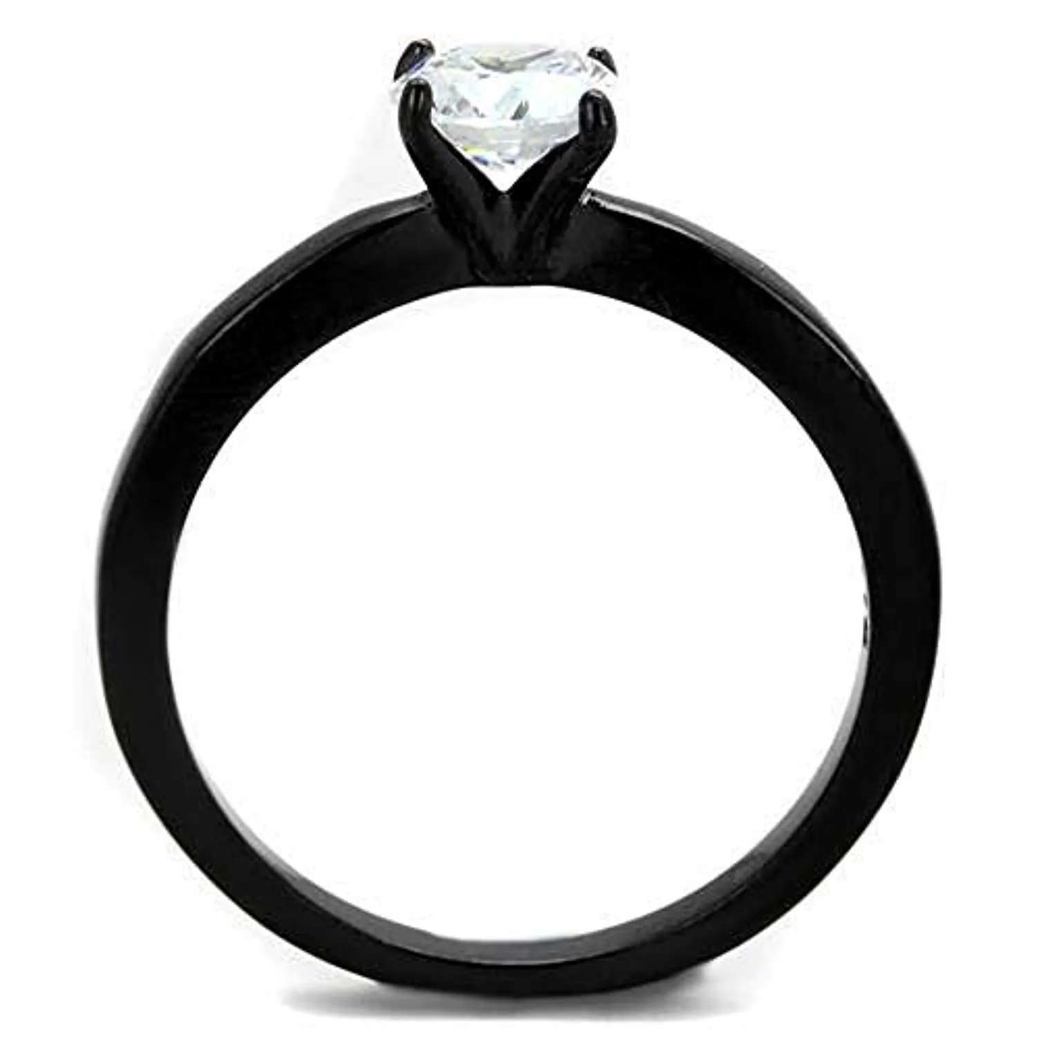 WildKlass Stainless Steel Ring IP Black Women AAA Grade CZ Clear