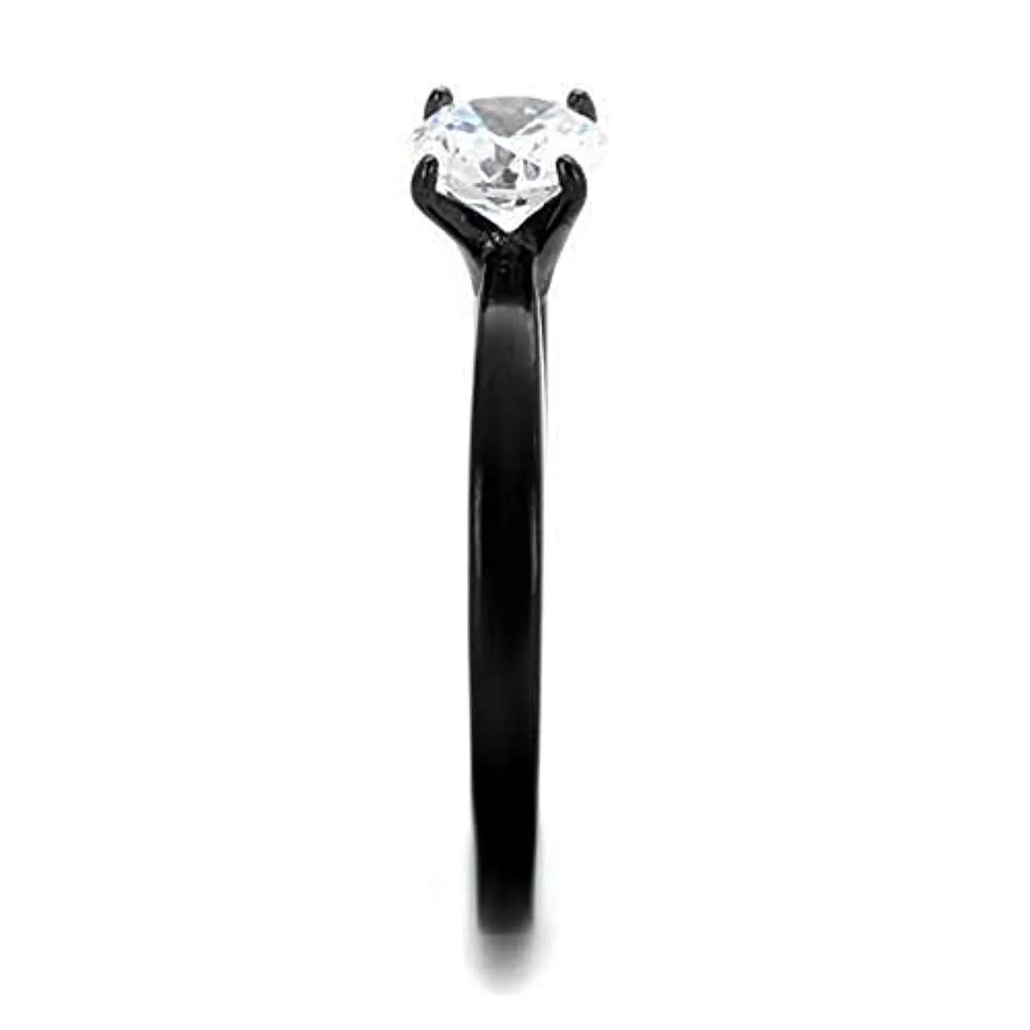 WildKlass Stainless Steel Ring IP Black Women AAA Grade CZ Clear