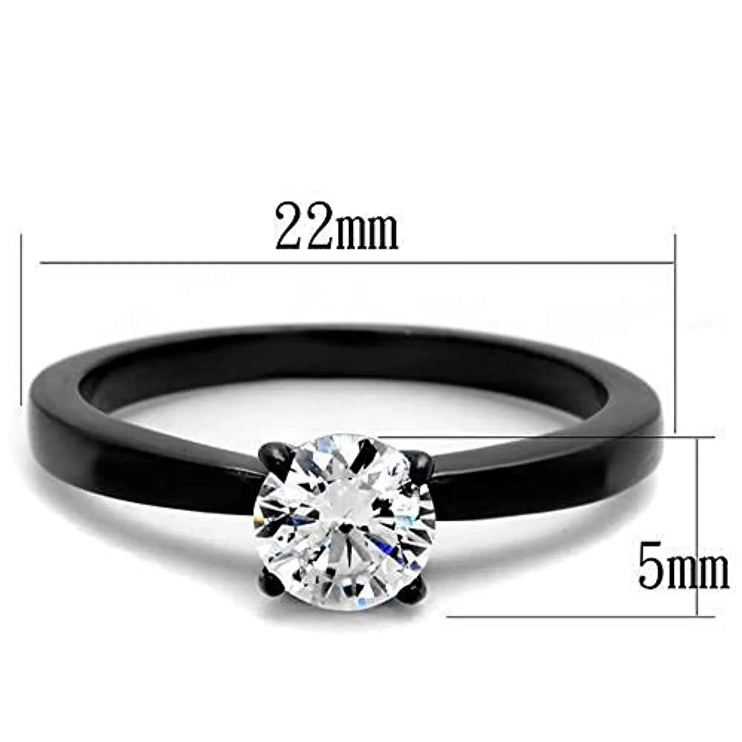 WildKlass Stainless Steel Ring IP Black Women AAA Grade CZ Clear