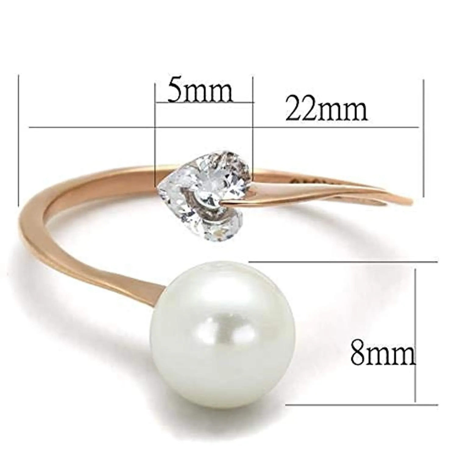 WildKlass Stainless Steel Ring IP Rose Gold Women Synthetic White