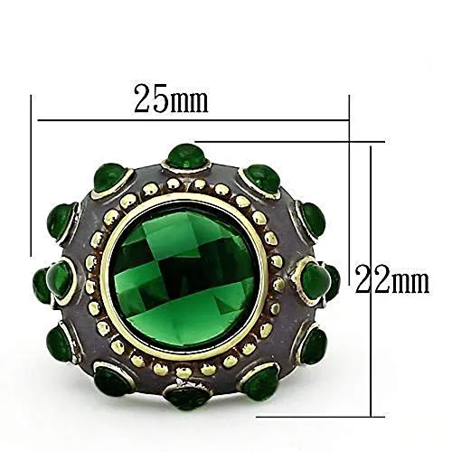 WildKlass Stainless Steel Western Ring Reverse Two-Tone Women Synthetic Emerald