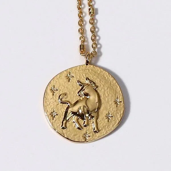 Zodiac Signs Taurus Coin Pendant