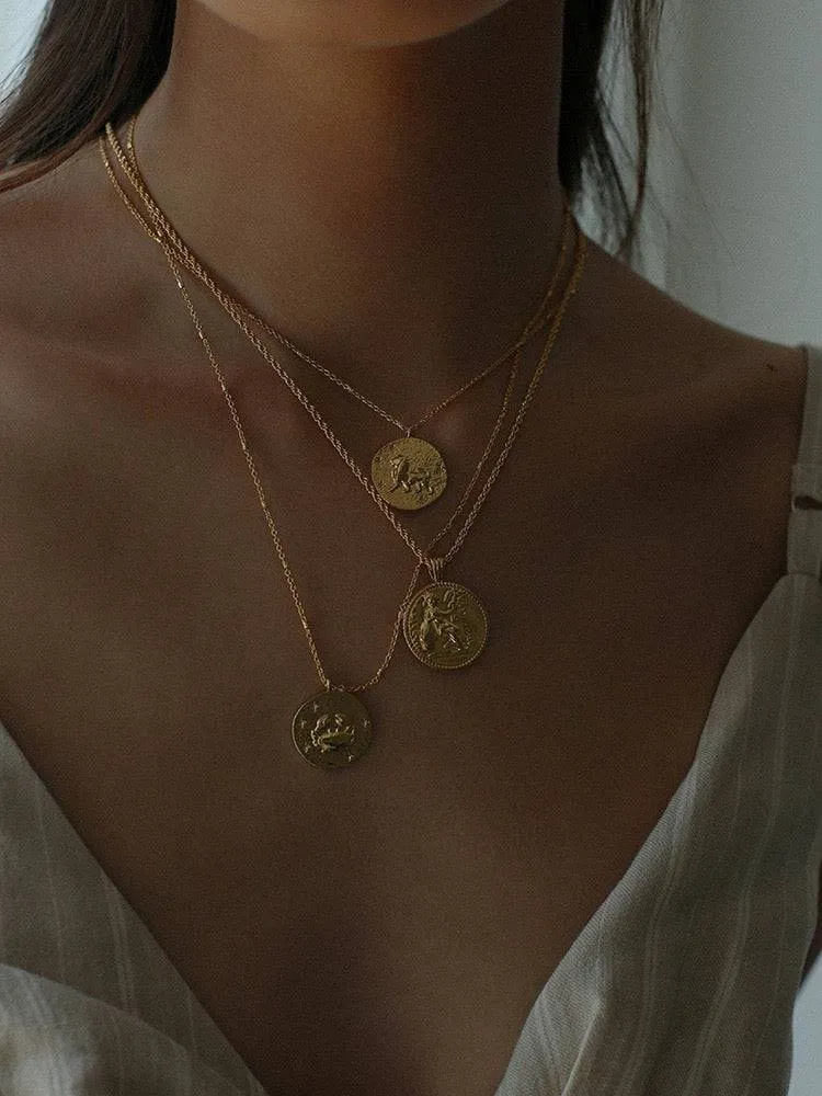 Zodiac Signs Taurus Coin Pendant