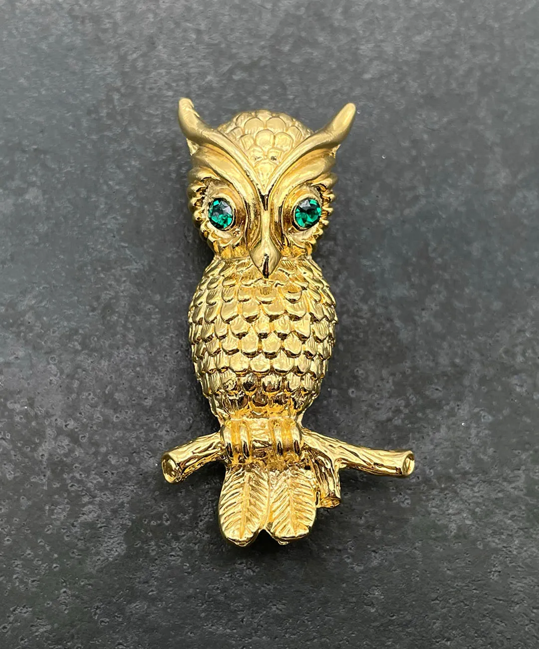 【フランス輸入】ヴィンテージ SPHINX ミミズク エメラルド ブローチ/Vintage SPHINX Owl Emerald Brooch