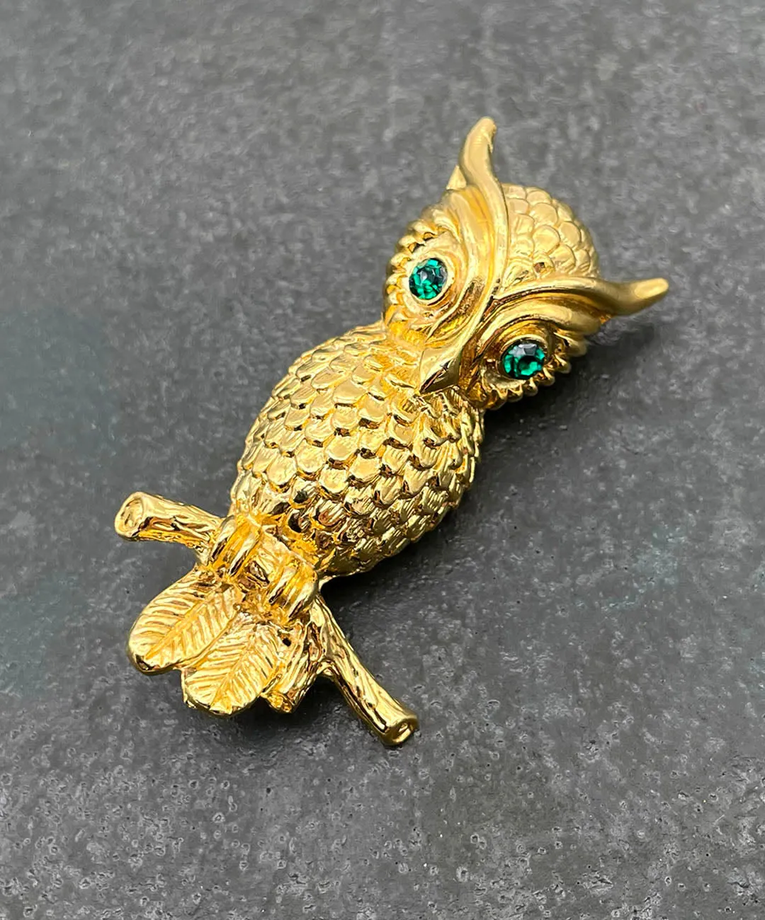 【フランス輸入】ヴィンテージ SPHINX ミミズク エメラルド ブローチ/Vintage SPHINX Owl Emerald Brooch