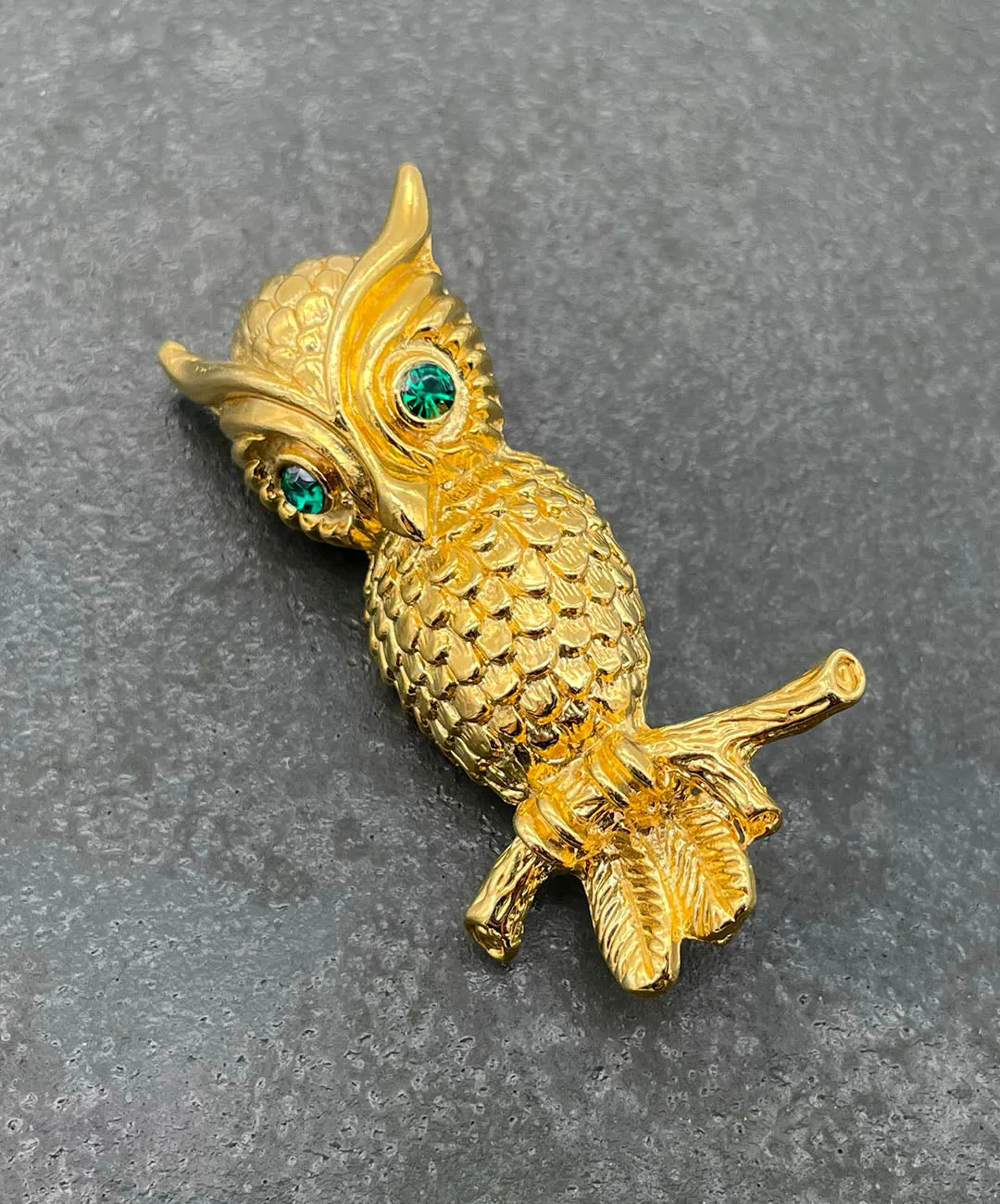 【フランス輸入】ヴィンテージ SPHINX ミミズク エメラルド ブローチ/Vintage SPHINX Owl Emerald Brooch