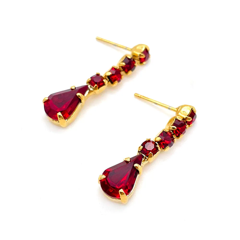 【フランス輸入】ヴィンテージ ルビーレッド ビジュー ピアス/Vintage Ruby Red Bijou Post Earrings