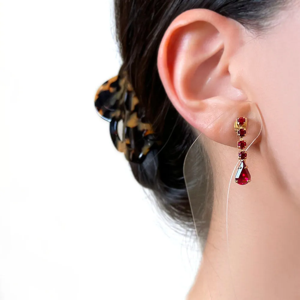 【フランス輸入】ヴィンテージ ルビーレッド ビジュー ピアス/Vintage Ruby Red Bijou Post Earrings